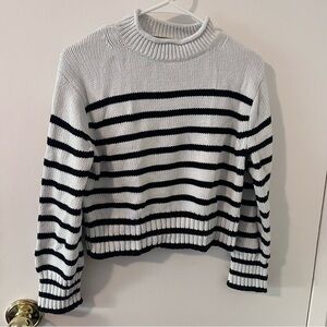 J. Crew Chunky Knit Black & White Horizontal Stripe Mock Neck Women’s XS
